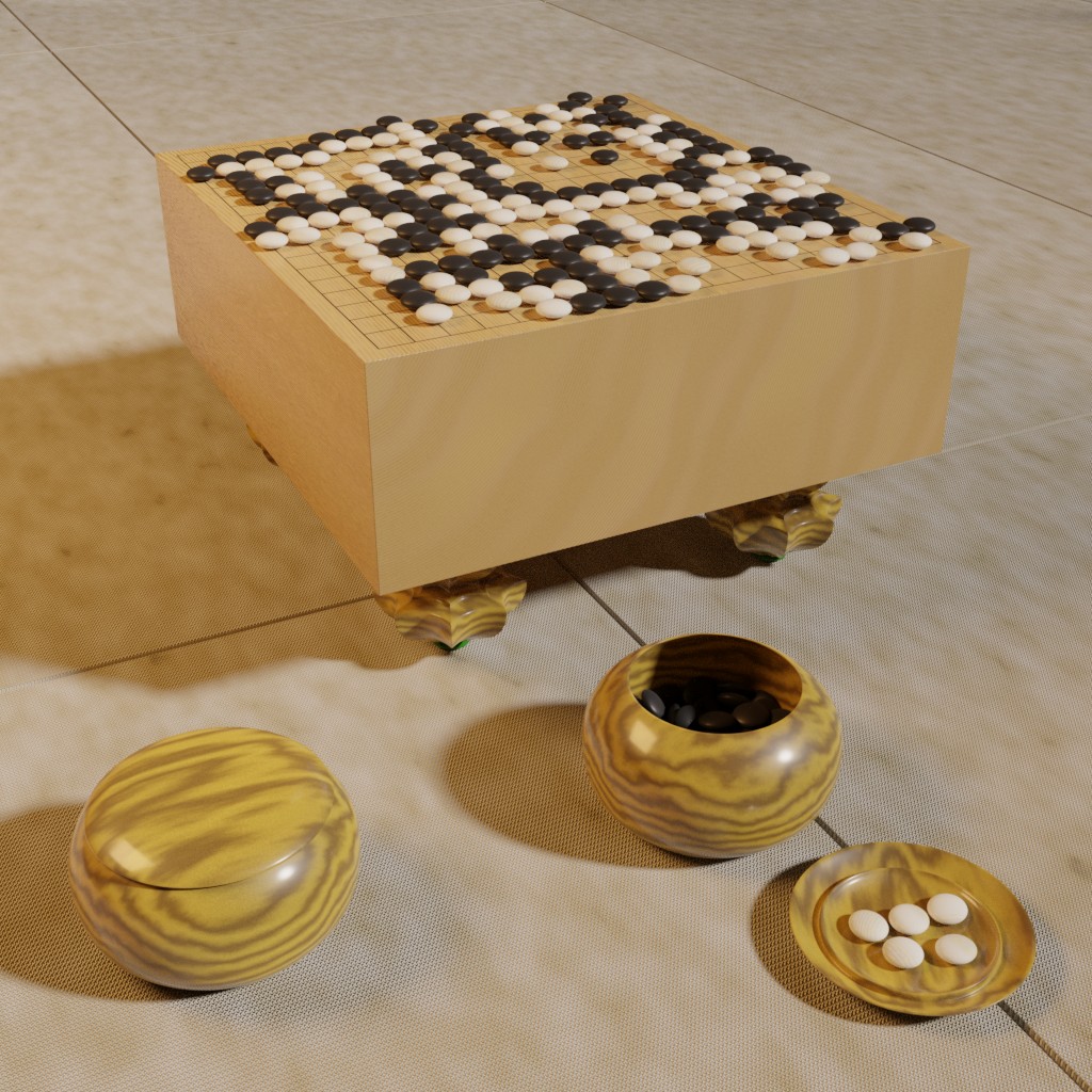 Traditional Go Board, Stones, and Bowls preview image 1